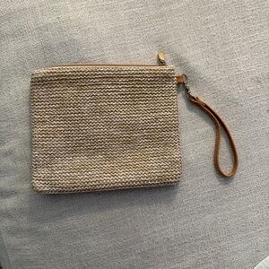 Woven Tan Wristlet Clutch